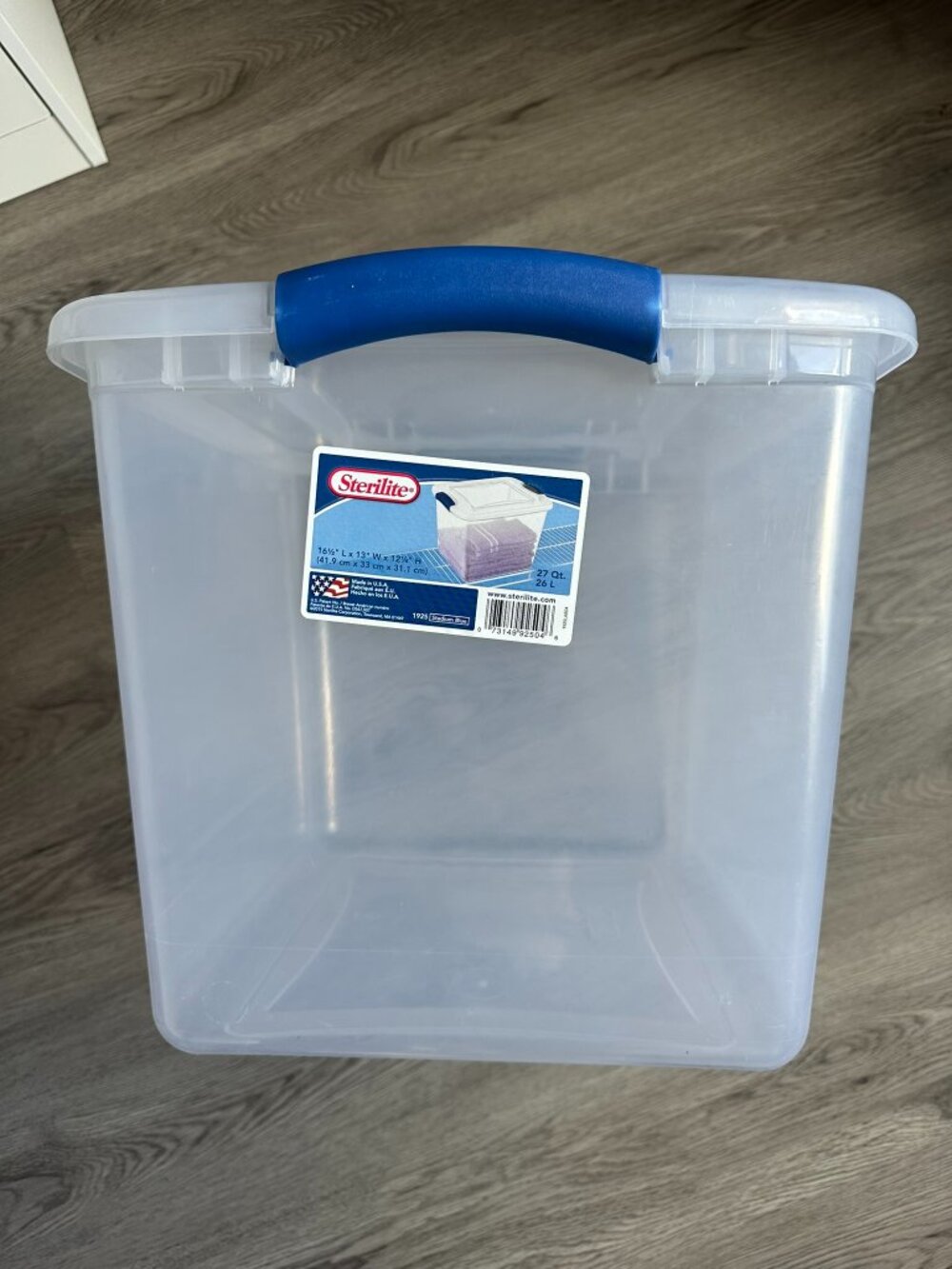 Sterilite 27 Qt Storage Box Container with Lid - Clear / Blue